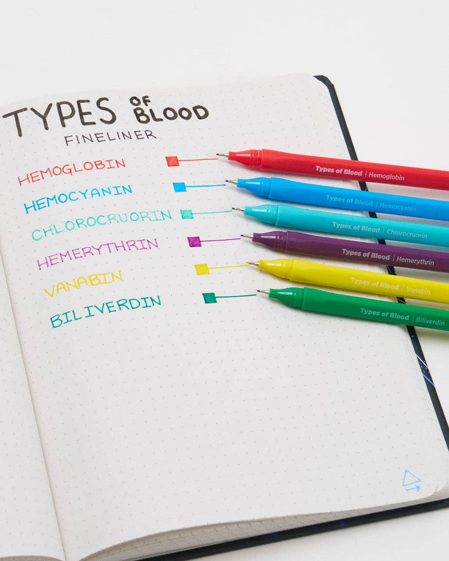 Types of Blood Fineliner Pens Pack