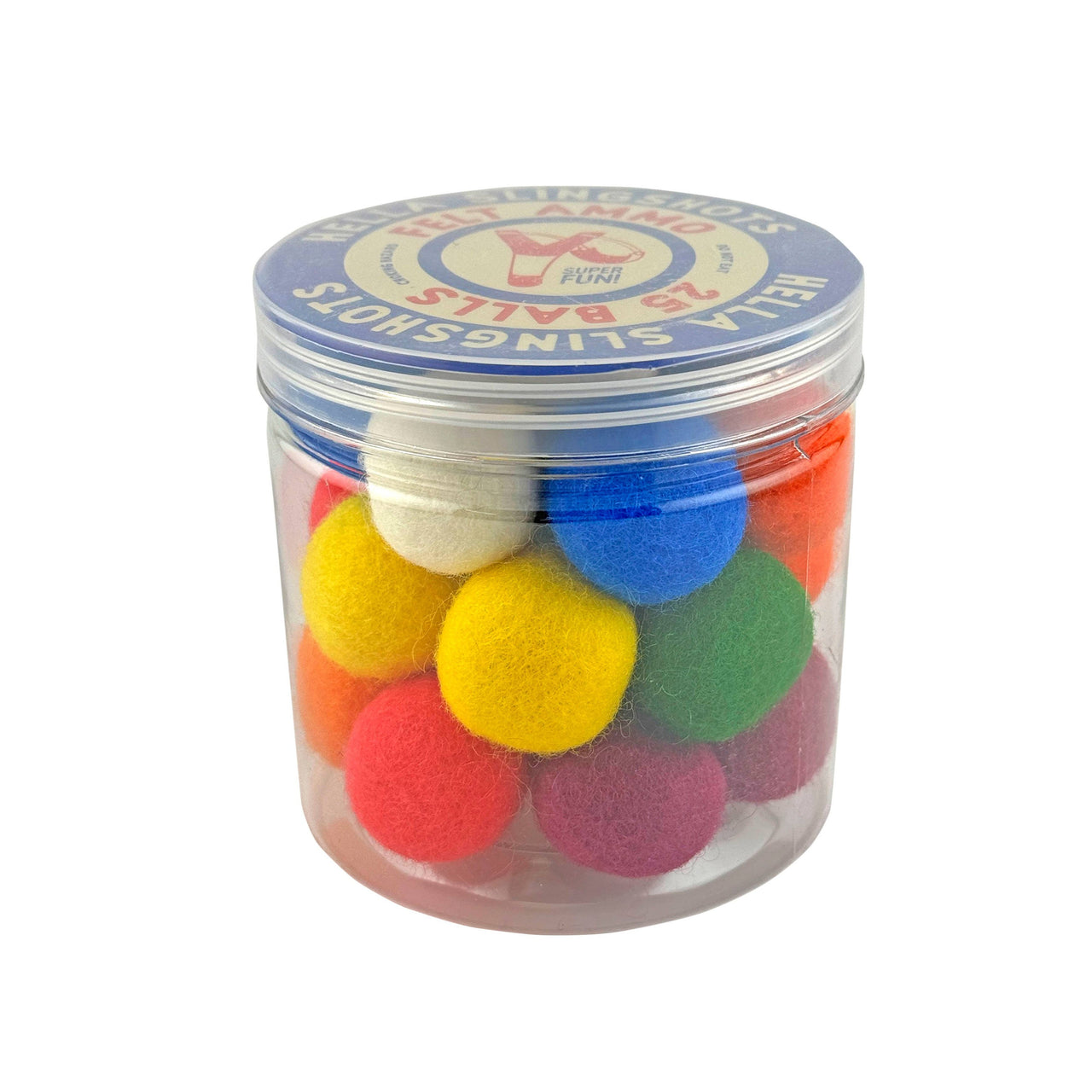 25 Felt Ball Slingshots Ammo Jar