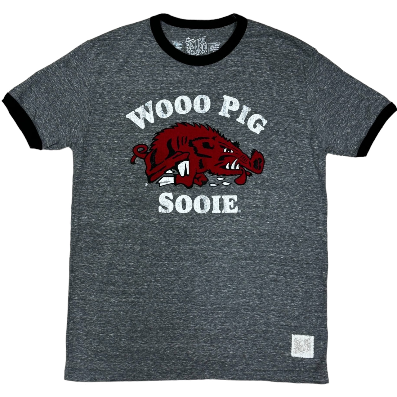 Wooo Pig Slobber Hog Ringer Tee | Gray w Black