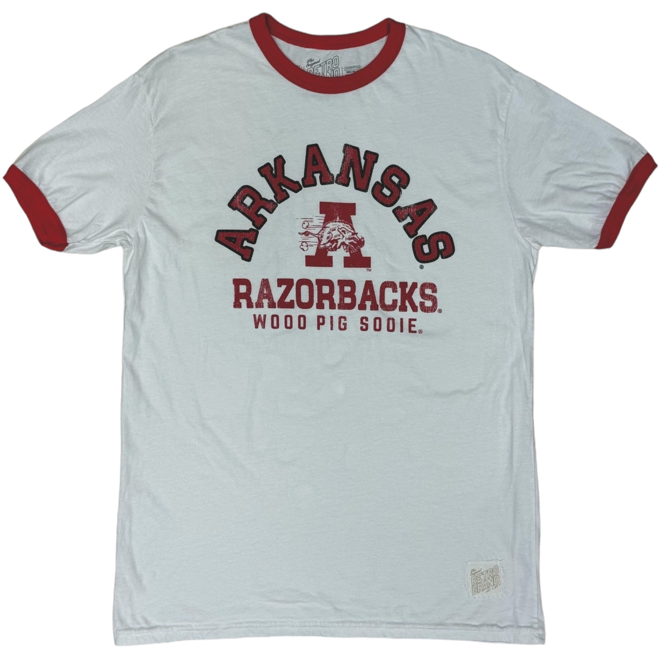 Running Hog Ringer Tee | White w Red