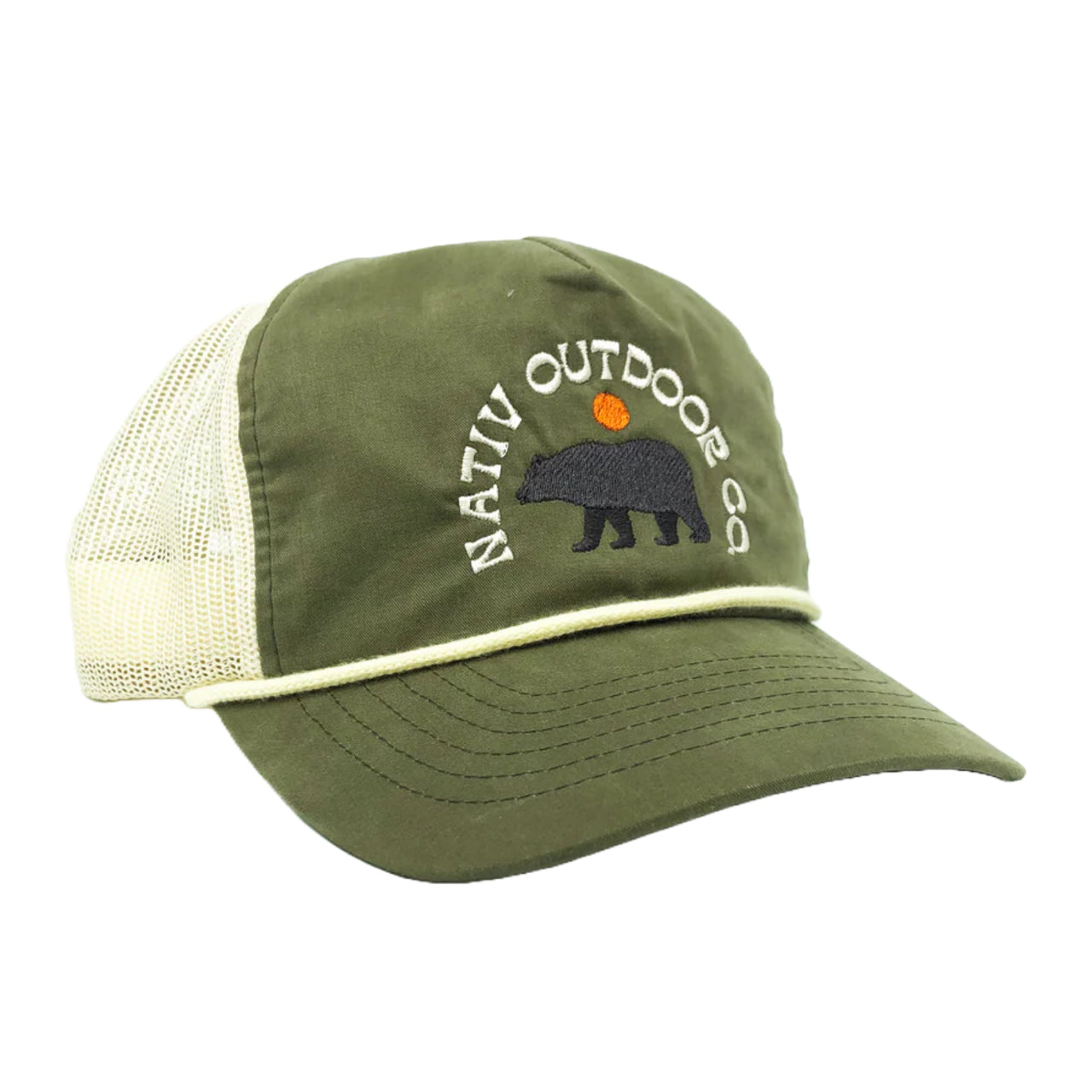 Black Bear Trucker Hat | Olive & Khaki