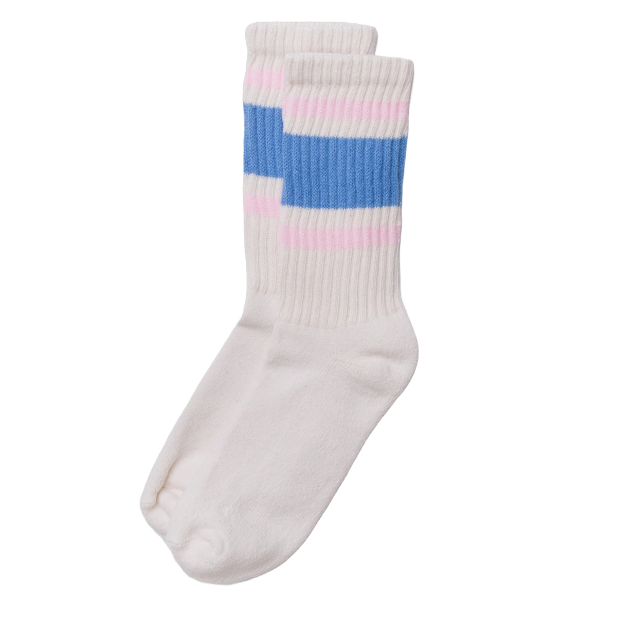 Retro Stripe Sock | Blue & Light Pink