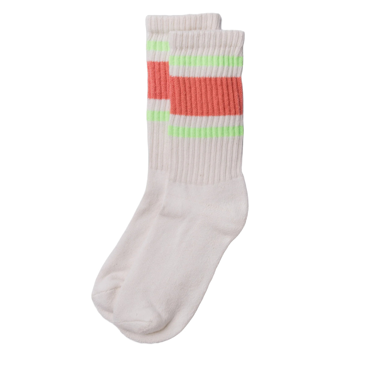 Retro Stripe Sock | Coral & Neon