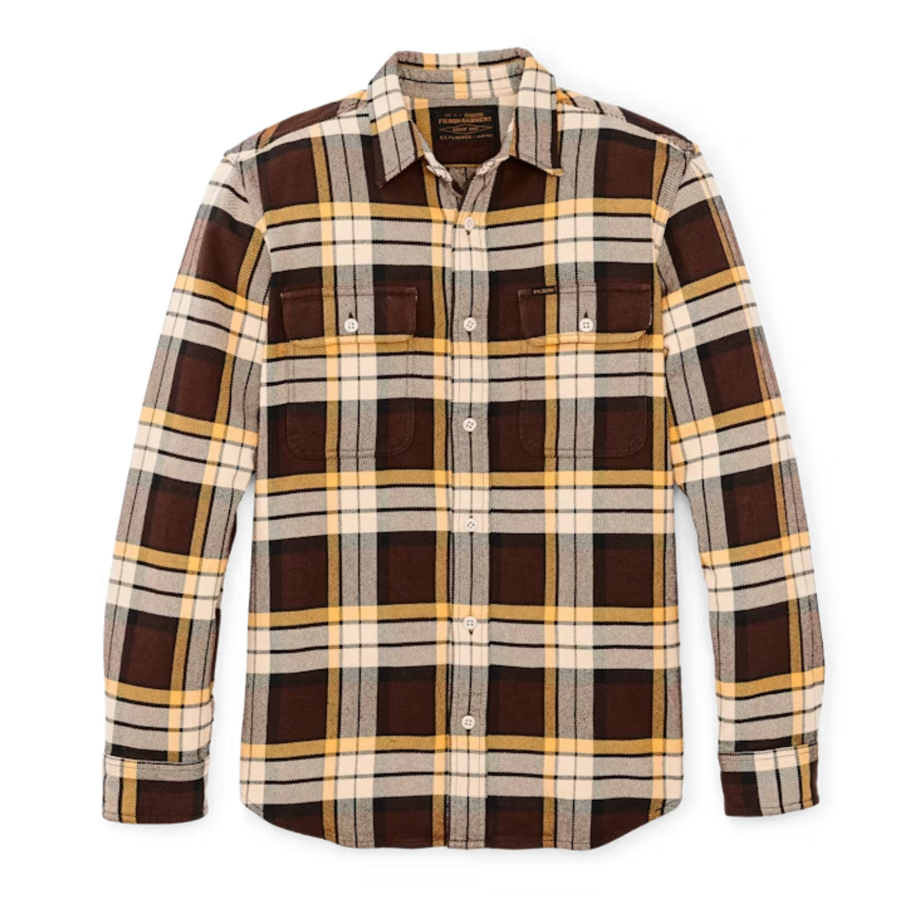 Vintage Flannel Work Shirt | Brown & Yellow Plaid