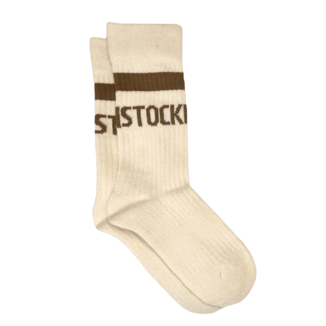 Cotton Crew Stripe Sock | Eggshell