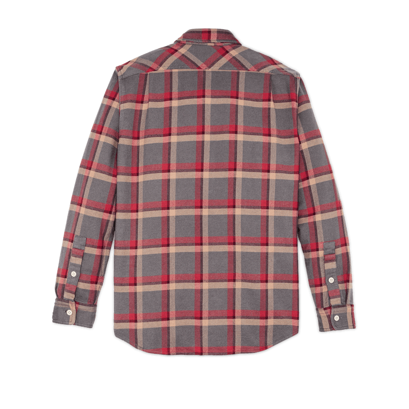 Vintage Flannel Work Shirt | Gray & Red Plaid