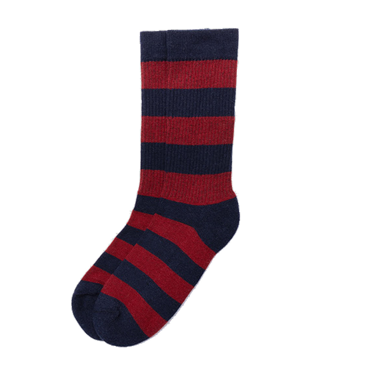 Supermerino Rugby Stripe Sock | Navy & Red