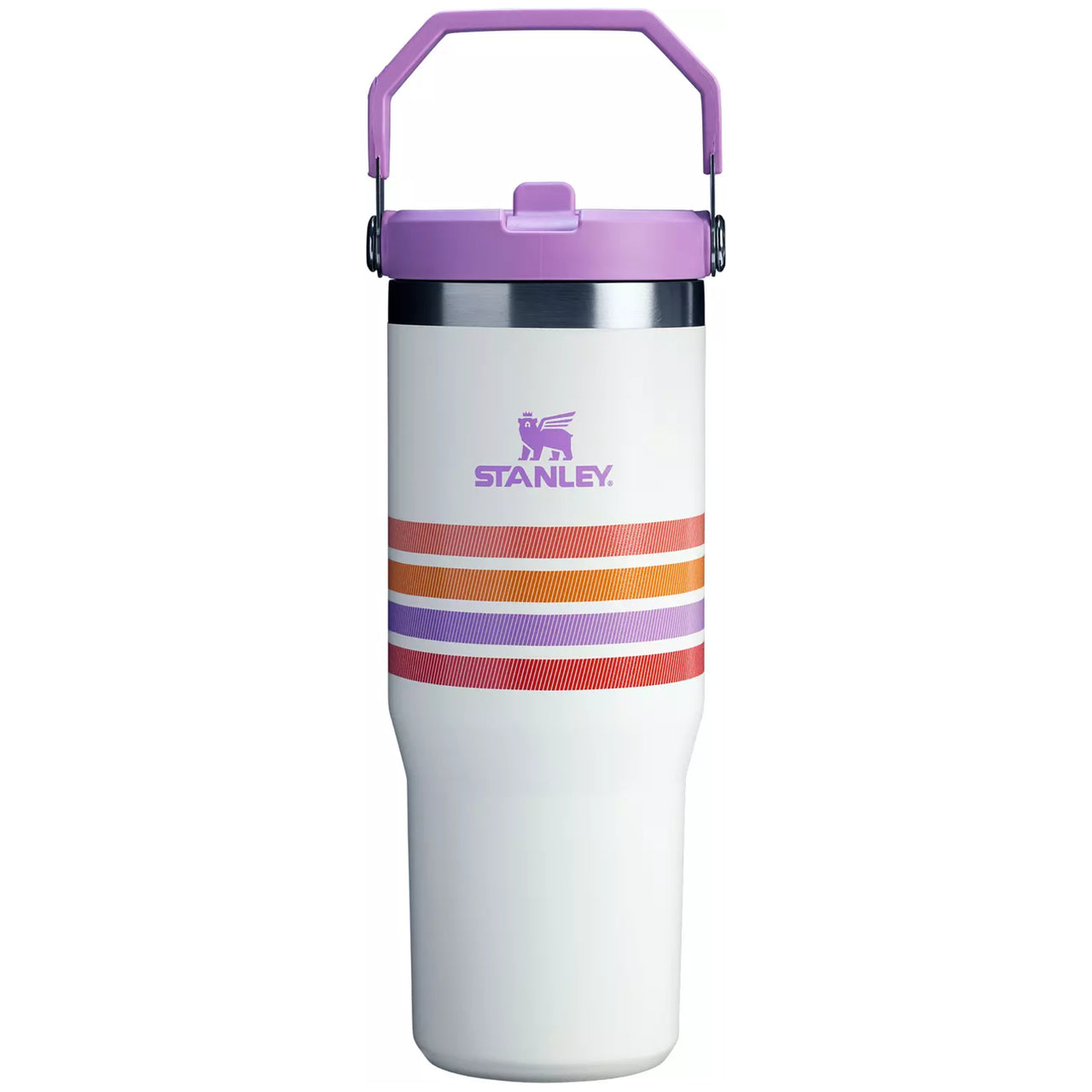 IceFlow Flip Straw Tumbler 30oz | Cream Lilac Stripe